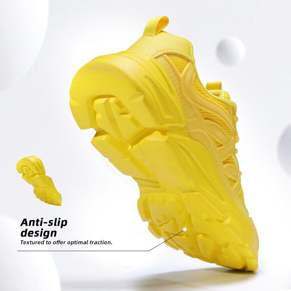 Women's Yellow Slip-On Running Shoes Lightweight Mesh Walking Sneakers for Gym - Picture 3 of 7